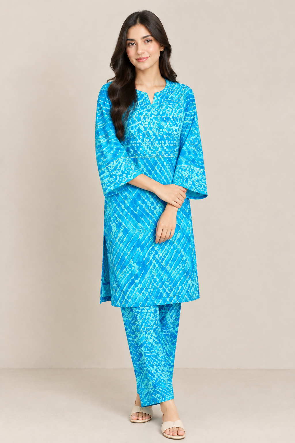 Geometric Chunri 2 Piece  Swiss Lawn Suit