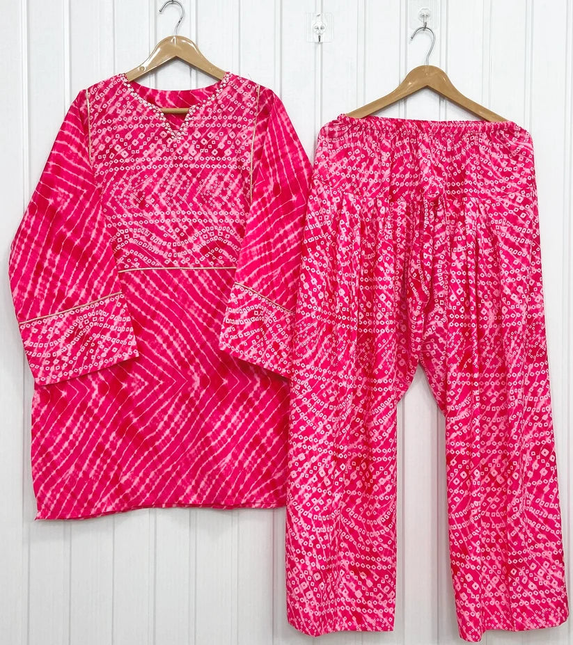 Geometric Chunri 2 Piece  Swiss Lawn Suit